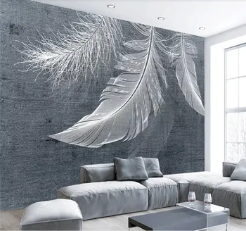 Ozadje po meri sodoben minimalističen slog, Nordijska belo pero teksturo TV sliko za ozadje zidana kvaliteta vodoodpornega materiala