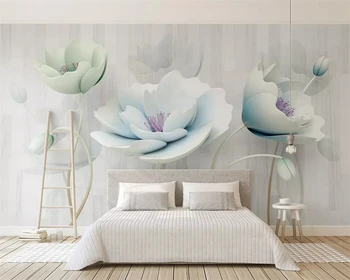 beibehang de papel parede Meri 2019 lep nov 3d reliefni cvetovi modro svežega lesa zrn ozadje ozadje behang