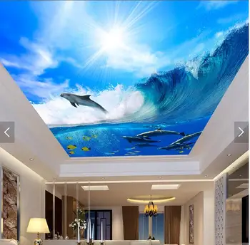 3d ozadje po meri, zidana valovi morja, delni stropne freske photo 3d steno stensko ozadje za dnevni sobi doma dekor