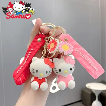 Sanrio Hello Kitty KT Mačka Lutka Ključnih Verige Silikonski Avto Nekaj Ključnih Risanka Obesek Šolsko Torbo Viseči Okras Ustvarjalne Key Ring