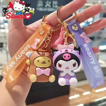 Sanrio Melodijo Kuromi Hello Kitty Cinnamoroll Keychain Obesek Risanka Keyring Anime Številke Otrok Lutka Visi Nakit Otrok