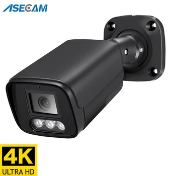 Novo 4K 8MP IP Kamero Snemanje Zvoka na Prostem POE H. 265 Onvif Kovinsko Črna Bullet Doma 4MP Barve Noč Vizija Varnosti CCTV Kamere