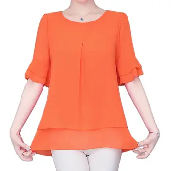 Nova Moda Svoboden Šifon Bluze 2022 Poletje Ženske Bluzo Priložnostne Majice Zgornji Del Ženske Urad Za Delo Tee Plus Velikost Mujeres Blusas