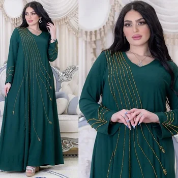 Islamski način Oblačenja Bližnjem Vzhodu Haljo Žensk Vroče Diamond Zamahu Obleko Abayas za Ženske tam kaftan Večerne Obleke Vestidos Haljo Nova