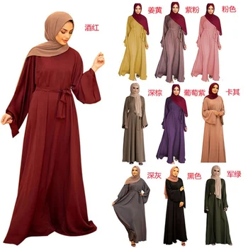 Muslimanski Moda Abaya za ženske Bližnjem Vzhodu Malajski Oblačila Haljo Minimalističen, Osnovna Barva plus Velikost Obleko