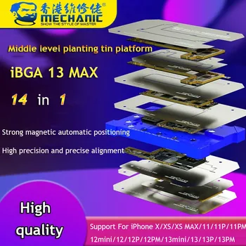 Mehanik iBGA 13 Max 14 v 1 BGA Reballing Matrica Platforma Za iPhone X-13 pro max Motherboard Sredini Predelava Kositra Očesa Predlogo