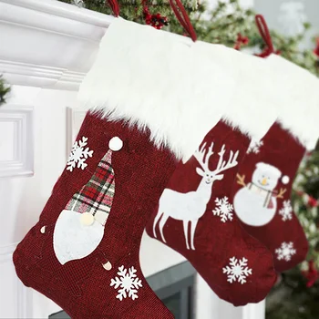 Božič Nogavice LED Luči, Božični Dekor Santa Claus Elk Snežaka Žep Xmas Tree Kamin Viseči Okras Novo Leto Darilo Vrečko