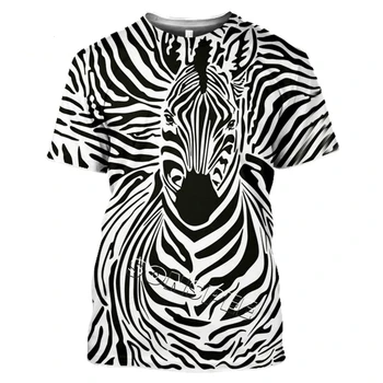 Poletje za Moške in Ženske T-Shirt Harajuku Zebra 3D Lev Tiskanja Tiger T-Shirt Priložnostne Poliester Plus Velikost Vrh