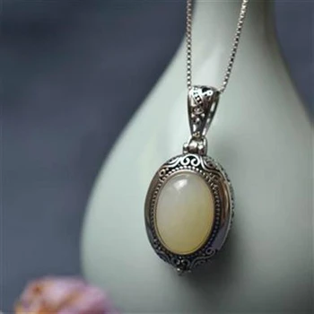 Original oblikovalec obrti čar vzorec edinstveno Ogrlico, Obesek, Kitajski retro slogu ogledalo polje ustvarjalne ženske srebrni nakit 0
