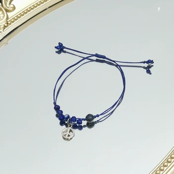 Lii Ji Pravi Kamen Modro Zapestnico, Lapis Lazuli Safir 925 Sterling Srebro Prijateljstvo je Čar Zapestnico 14-20 cm