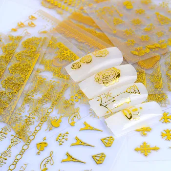 21 listov samolepilne zlato žigosanje 3d nail art okras nalepke nalepke gilding Manikira nohtov dobave orodje