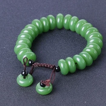 Prilagojene Naravni Green Jade Kolobarni 16 mm Kroglice Zapestnica Nastavljiv Bangle Nakit, Modni Dodatki DIY Žensko Srečo, Amulet