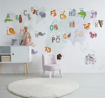 Po meri moralno ozadje Nordijska risanka živali 26 črk temo otroški sobi v ozadju stene doma dekoracijo
