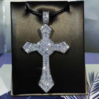 DIWENFU Sterling Srebro 925 Diamond KRIŽ Obesek za Ogrlico redovnice SOLITAIRE Collares Mujer Diamantna Ogrlica Dekleta