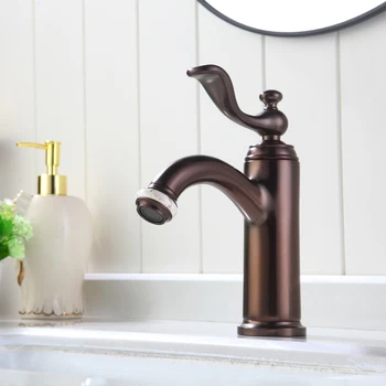 Klasična trdni brass antique brown (antično rjava kopalnica korito pipo Evropski stil umetnosti bazena mešalnik pipo-