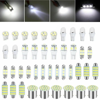 42pcs Bel Avto LED Notranjosti Combo Trunk Dome Luč Mini Žarnice Kit Footwell Žarnice registrske Tablice Luči, Smerniki Dodatki