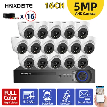 HKIXDISTE 5MP 16Channel DVR Video nadzorni Sistem Kit 5MP 8/16PCS Pisane Noč AHD Kamere CCTV Kamere Varnostne nastavitve Sistema