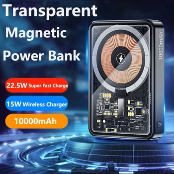 10000mAh Pregleden Moči Banke 15W Magnetni Qi Brezžični Polnilnik PD ZA 22,5 W Hitro Polnjenje za iPhone 13 Samsung Xiaomi Powerbank