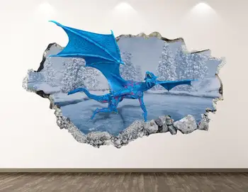 Blue Dragon vinilna - Čarobno 3D Razbil Wall Art Nalepke Otroci Soba Dekor Vinil Doma Plakat po Meri Darilo KD99