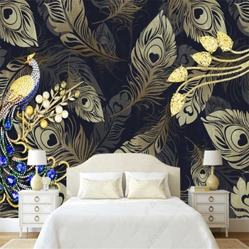 beibehang de papel parede Retro modri pav steno papirjev doma dekor zidana ozadja za dnevna soba dekoracijo kopalnica dekor