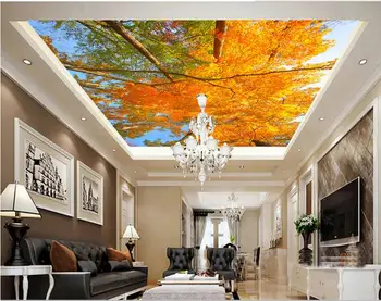 po meri 3d strop ozadje Jeseni krajine drevesa 3d strop luksuzni ozadja za dnevne sobe 3d strop krajine