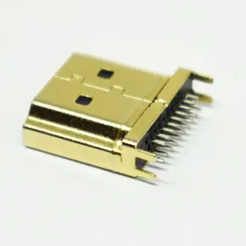 10pcs Pozlačen HDMI 1.6 mm 19Pin PCB Ohišja SMD Vtičnico Moški Vtič Priključek