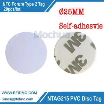 13.56 MHz NFC Ntag215 Oznako NTAG215 Disk Oznako PVC z samolepilni za Tagmo