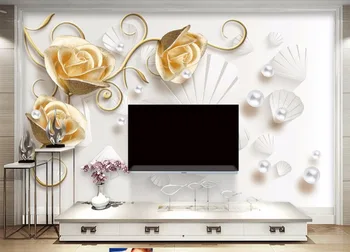 Moderna Dnevna Soba, Spalnica Ozadje Gold Rose Fotografijo za Ozadje Freske Za TV Namizje Ozadje po Meri, Opeke Ozadja