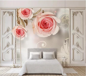 wellyu ozadje po Meri 3D sodobno minimalistično rose vzorec TV ozadju stenske tapete za dnevno sobo papel pintado tapeta
