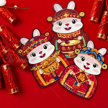 6Pcs 2023 Leto Zajec Pomladni Festival Osebno Rdeče Paketni prenos Risanke Kitajski Zodiak Zajec Rdeče Ovojnice Lucky Red Paketne