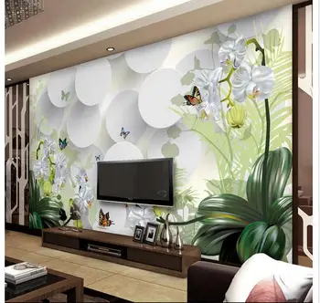 Po meri foto ozadje 3d ozadja freske Idilične pokrajine orhideja je cvet TV, kavč ozadje ozadje 3d zidana stena dokumentov