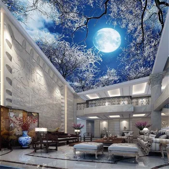 Milofi ozadje po meri ozadje ultra high-definition luna gozd, sneg, prizor, nebo, nebo noč noč stropa stropno slikarstvo