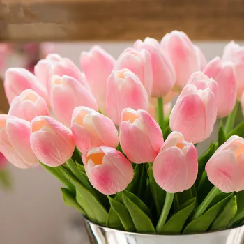 Visoka Kakovost 1pcs Pravi Dotik Tulipani Umetno Cvetje PU Umetnega Šopek Cvetja Za Dom Poroko Dekorativne Rože Venci 1
