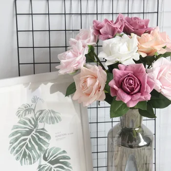 5pcs/veliko Umetno Cvetje Rose Svile Cvetja Dekor Cvetlični Latex Pravi Dotik Rose Poročni Šopek Doma Stranka Design Cvetje 2