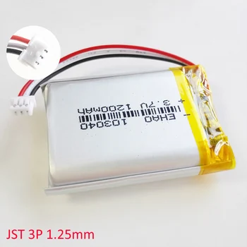 Joseph smith translation 1.25 mm 3pin plug 3,7 V 1200mAh lipo litij-polimer baterija za Polnjenje MP3 GPS DVD snemalnik, slušalke, kamere 103040 2