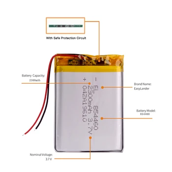 Polymer baterije 2300 mah 3,7 V 854460 pametni dom MP3 zvočniki Li-ionska baterija za dvr,GPS,mp3,mp4,mobitel,zvočnike 2