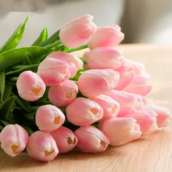 Visoka Kakovost 1pcs Pravi Dotik Tulipani Umetno Cvetje PU Umetnega Šopek Cvetja Za Dom Poroko Dekorativne Rože Venci 2