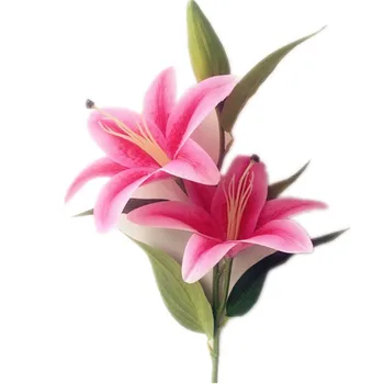4pcs Umetno Lily Veje Pravi Dotik Dobre Kakovosti Zelenkasto Llily Cvet za Poroko Centerpieces Doma Stranka Cvetlični Okras 4