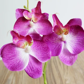 Umetni Phalaenopsis Cvet Pravi Dotik Latex Metulj Orhideja Flores z Listi, Poročni Home Office Dekoracijo 4