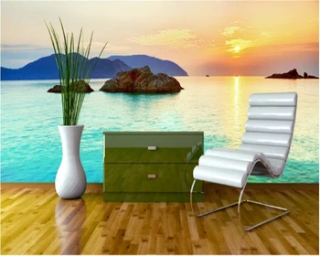 beibehang Sodobna moda lepo ozadje obmorskih sunrise beach plaži stenske freske ozadju de papel parede 3d ozadje 5