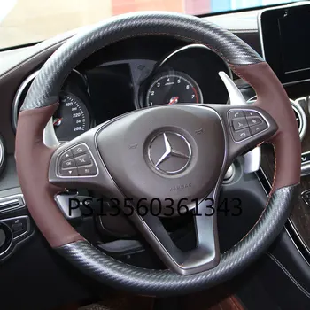 Za Mercedes-Benz E-Razred C-Razred E200 GLK300 CLA260 B180GLE strani stitched antilop usnje, usnjeni volan pokrov
