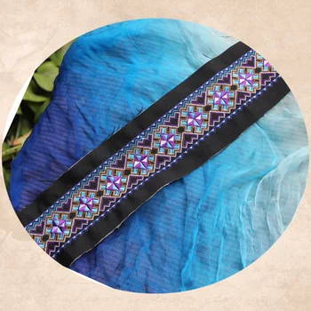 miao šiv vezenje tkanine, čipke trim 8 cm obleko ovratnik trak, lepilni jermeni etnične plemenski nepal tajska indija boho DIY gypsy hmong 0