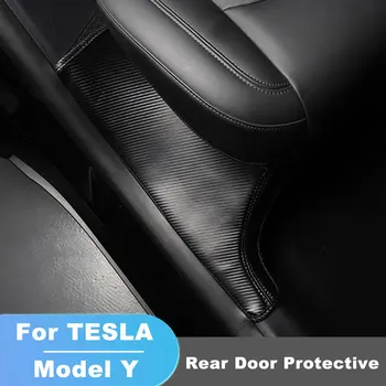 Za Tesla Model Y 2020-2023 Zadnja Vrata Zaščitna Ploščica Pokrov, Vrata Polico Anti Kick Usnje Anti Kick Zaščitnik Nalepke