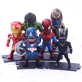 Anime Avengers, Iron Man, Thor Captain America Spiderman 6pcs/set PVC Akcijska Figura Model Igrača