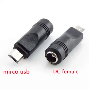 DC 5.5*2.1 mm Ženski Mikro USB Moški Plug Power Converter, Jack Adapter za Polnilnik Priključek za Prenosni računalnik/Tablični/Mobilni Telefon