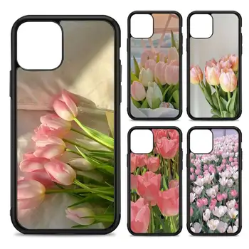 Tulipanov cvet Telefon Primeru Silikonski PC+TPU Ohišje za iPhone 11 12 13 Pro Max 8 7 6 Plus X SE XR Težko Fundas