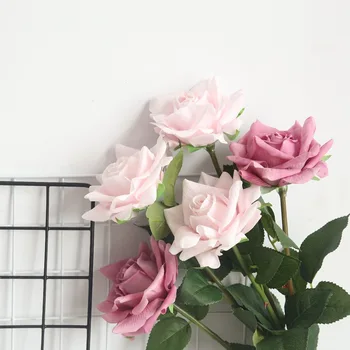5pcs/veliko Umetno Cvetje Rose Svile Cvetja Dekor Cvetlični Latex Pravi Dotik Rose Poročni Šopek Doma Stranka Design Cvetje