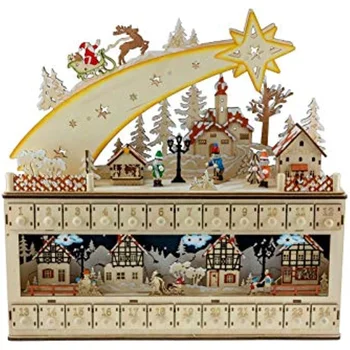 Pameten Stvaritve Lesene Božični Adventni Koledar, Odštevanje do Božiča, LED Počitnice Dekoracijo, Baterija Upravlja