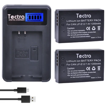 Tectra 2Pcs LP-E12 LPE12 Fotoaparat Bateria + LCD USB Polnilec za Canon M 100D Poljub X7 Rebel SL1 EOS DSLR M10