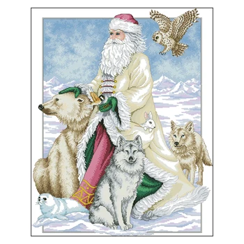 Amishop Zlata Zbirka Šteje Navzkrižno Šiv Polar Santa Božič Oče In Wold Medved Sova Ptica Sneg Pozimi Dim 00299 08526 0